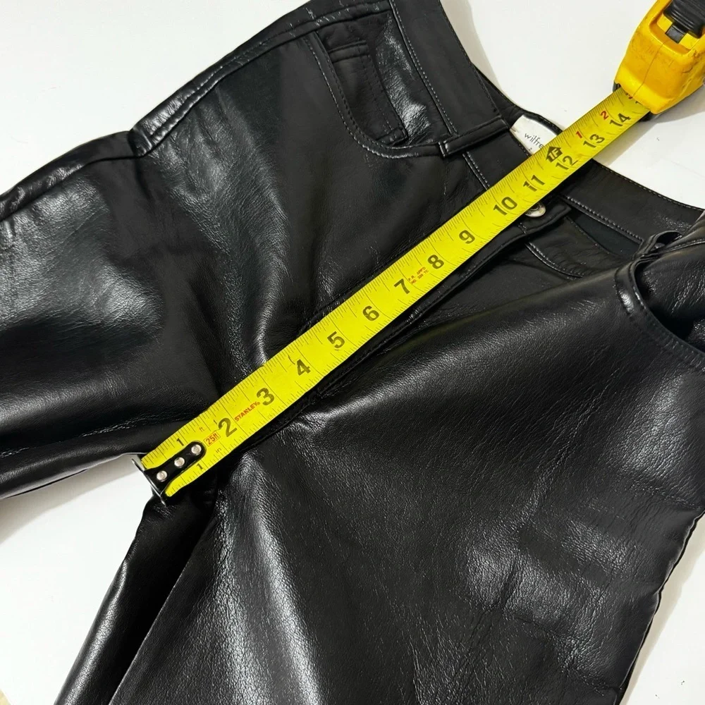 Aritzia Wilfred vegan leather black Straight Leg quiet luxury goth pants